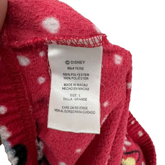 Disney Mickey Mouse Winter Scarf Red Long Sleeve Fleece Pants Pajama Set Large - Picture 9 of 10